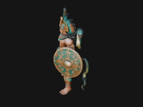 Aztec Feathered Noble Statue Design 12 - 3D Print Model 3D Print Model