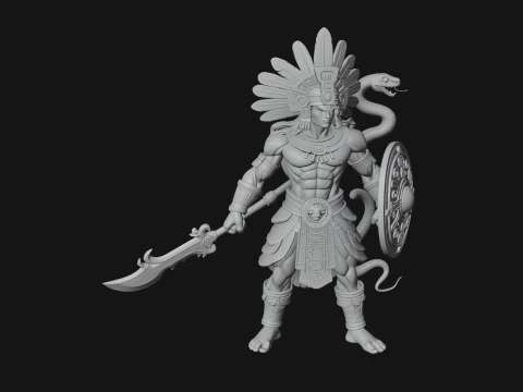 Aztec Feathered Noble Statue Design 12 - 3D Print Model 3D Print Model