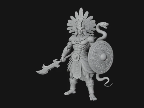 Aztec Feathered Noble Statue Design 12 - 3D Print Model 3D Print Model
