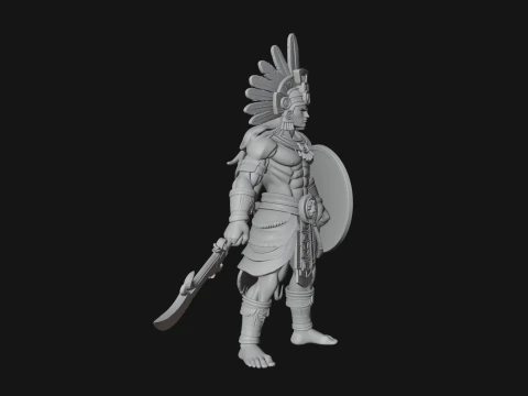 Aztec Feathered Noble Statue Design 12 - 3D Print Model 3D Print Model
