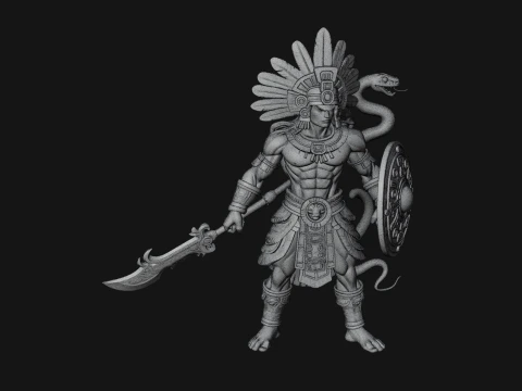 Aztec Feathered Noble Statue Design 12 - 3D Print Model 3D Print Model