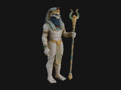 Crowned Mummy Pharaoh Statue Design 6 - 3D Print Model 3D Druckmodell