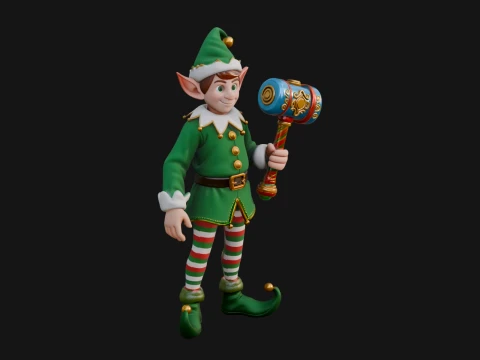Christmas Elf Helper Statue Design 2 - 3D Print Model 3D Print Model