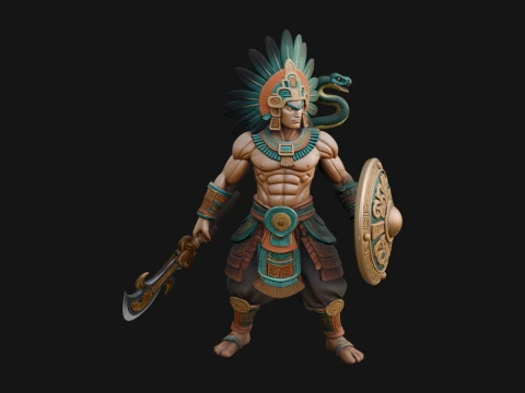 Aztec Feathered Noble Statue Design 13 - 3D Print Model 3D Print Model