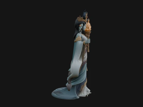 Triple Faced Torch Goddess Statue Design 4 - 3D Print Model 3D Print Model