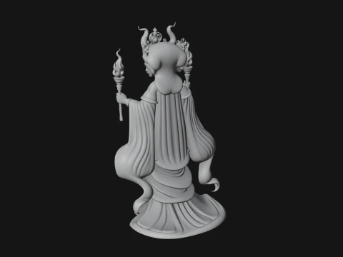 Triple Faced Torch Goddess Statue Design 4 - 3D Print Model 3D Print Model