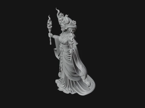 Triple Faced Torch Goddess Statue Design 4 - 3D Print Model 3D Print Model
