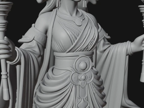 Triple Faced Torch Goddess Statue Design 4 - 3D Print Model 3D Print Model