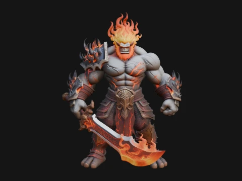 Flame Armored Demon Statue Design 4 - 3D Print Model 3D Print Model