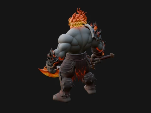 Flame Armored Demon Statue Design 4 - 3D Print Model 3D Print Model