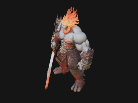 Flame Armored Demon Statue Design 4 - 3D Print Model 3D Print Model