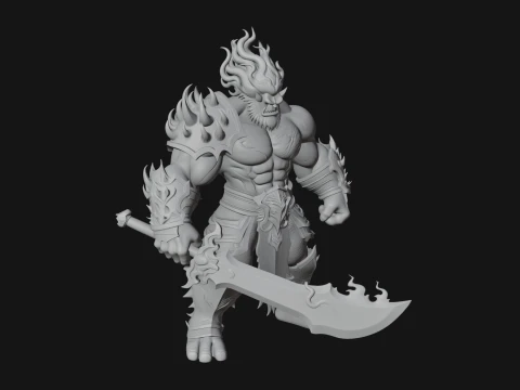 Flame Armored Demon Statue Design 4 - 3D Print Model 3D Print Model