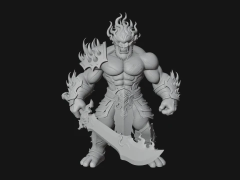 Flame Armored Demon Statue Design 4 - 3D Print Model 3D Print Model
