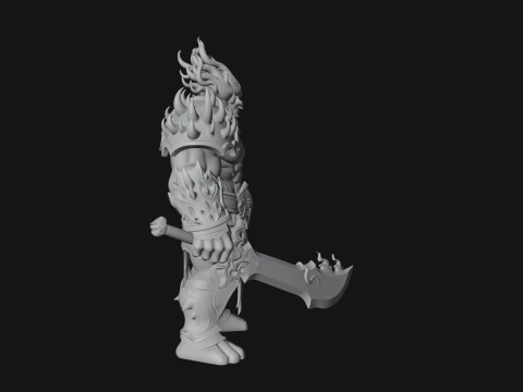 Flame Armored Demon Statue Design 4 - 3D Print Model 3D Print Model