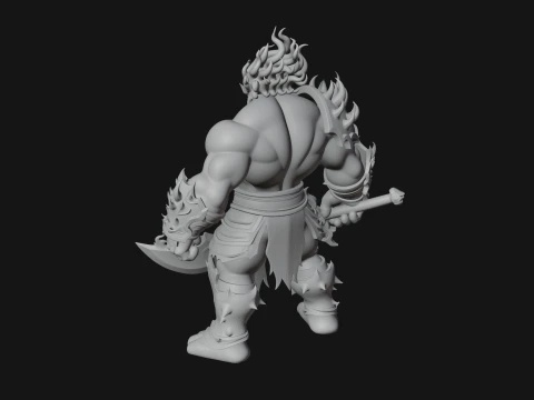 Flame Armored Demon Statue Design 4 - 3D Print Model 3D Print Model