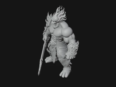 Flame Armored Demon Statue Design 4 - 3D Print Model 3D Print Model
