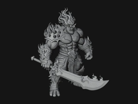 Flame Armored Demon Statue Design 4 - 3D Print Model 3D Print Model