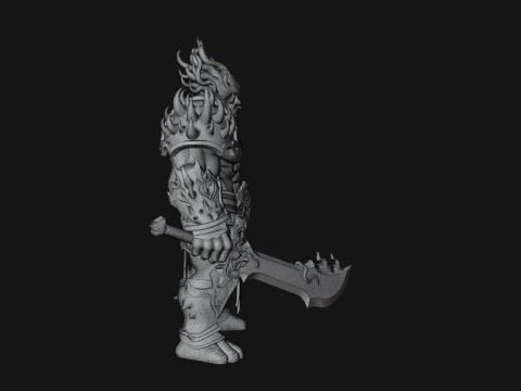 Flame Armored Demon Statue Design 4 - 3D Print Model 3D Print Model