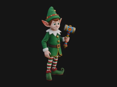 Christmas Elf Helper Statue Design 3 - 3D Print Model 3D Принт Модель