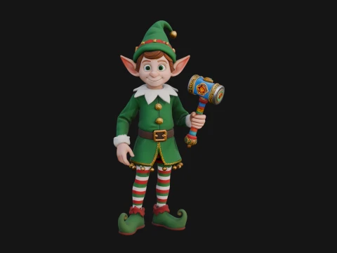 Christmas Elf Helper Statue Design 3 - 3D Print Model 3D Print Model