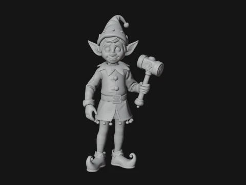 Christmas Elf Helper Statue Design 3 - 3D Print Model 3D Print Model