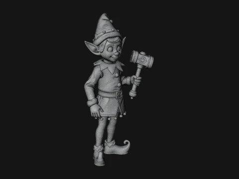 Christmas Elf Helper Statue Design 3 - 3D Print Model 3D Print Model