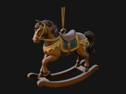 Wooden Rocking Horse Model Design 3 - 3D Print Model 3D Print Model