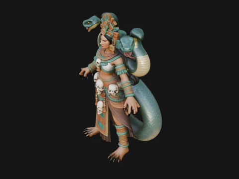 Aztec Serpent Goddess Statue Design 4 - 3D Print Model 3D Print Model