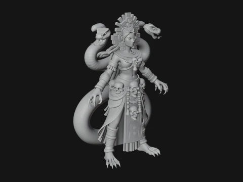 Aztec Serpent Goddess Statue Design 4 - 3D Print Model 3D Print Model