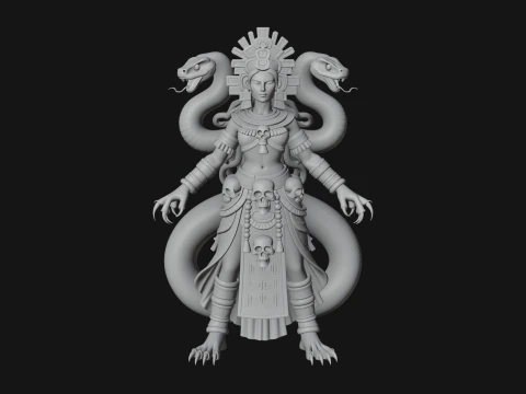 Aztec Serpent Goddess Statue Design 4 - 3D Print Model 3D Print Model
