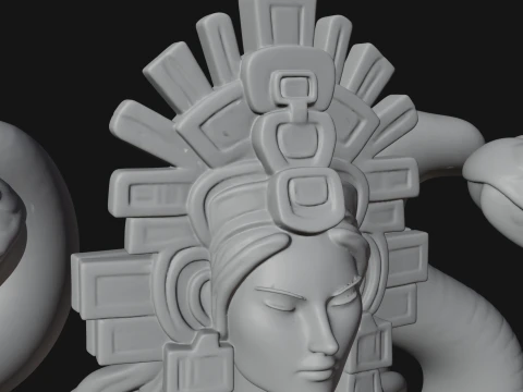 Aztec Serpent Goddess Statue Design 4 - 3D Print Model 3D Print Model