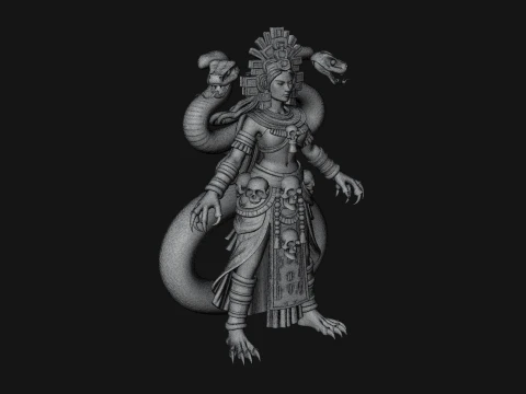 Aztec Serpent Goddess Statue Design 4 - 3D Print Model 3D Print Model