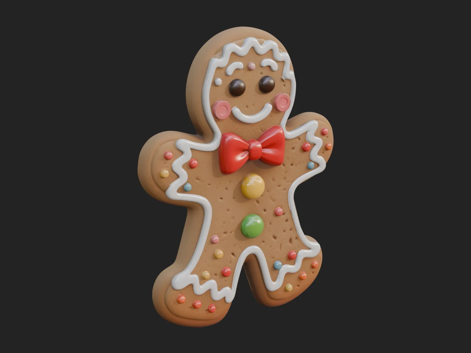 Gingerbread Man Cookie Ornament Design 4 - 3D Print Model 3D Print Model .c4d .max .obj .3ds .fbx .stl .blend 