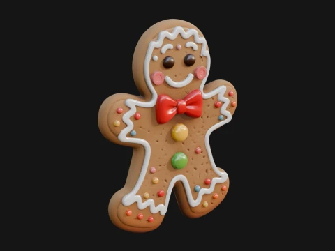 Gingerbread Man Cookie Ornament Design 4 - 3D Print Model 3D Принт Модель