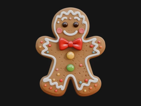 Gingerbread Man Cookie Ornament Design 4 - 3D Print Model 3D Print Model