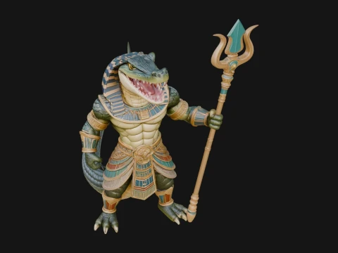 Crocodile Headed Egyptian God Statue Design 4 - 3D Print Model 3D Druckmodell