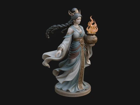 Woman with Water Jar Statue Design 4 - 3D Print Model 3D Print Model