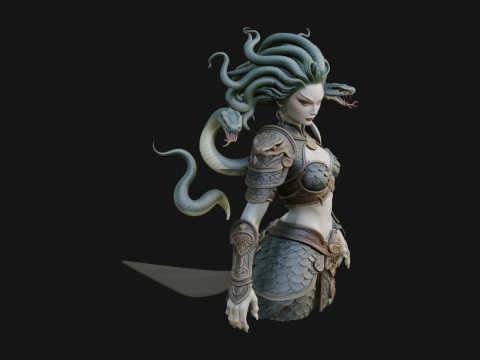 Medusa Snake Hair Statue Design 3 - 3D Print Model Model do druku 3D