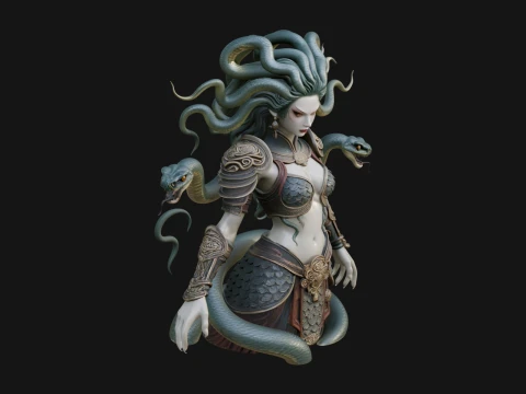 Medusa Snake Hair Statue Design 4 - 3D Print Model 3D 프린트 모델