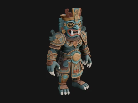 Aztec Feathered Noble Statue Design 15 - 3D Print Model 3D 프린트 모델