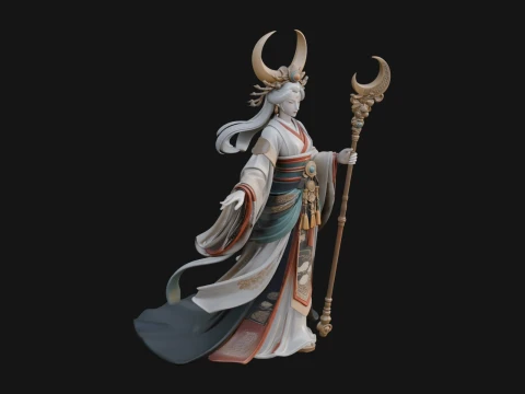 Crescent Crown Priestess Statue Design 7 - 3D Print Model 3D 프린트 모델