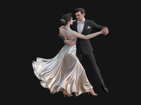 Ballroom Dancing Couple Statue Design 4 - 3D Print Model Modèles 3D en vedette