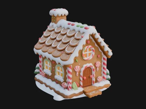 Gingerbread Candy House Design 4 - 3D Print Model 3D 프린트 모델