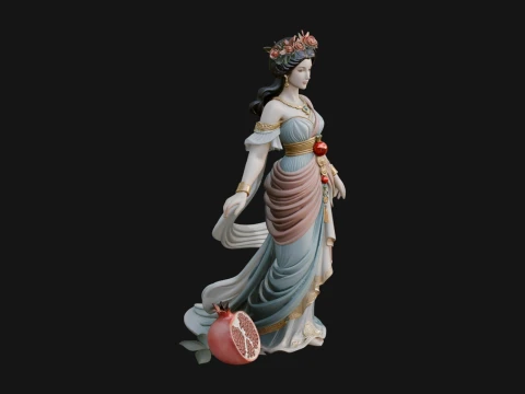 Rose Crowned Goddess Statue Design 8 - 3D Print Model 3D 프린트 모델