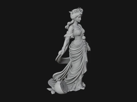 Rose Crowned Goddess Statue Design 8 - 3D Print Model 3D Print Model