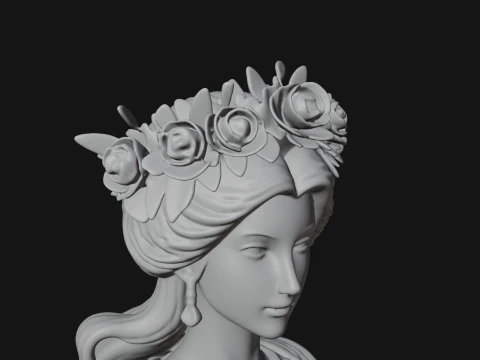 Rose Crowned Goddess Statue Design 8 - 3D Print Model 3D Print Model