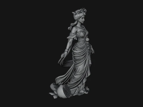 Rose Crowned Goddess Statue Design 8 - 3D Print Model 3D Print Model