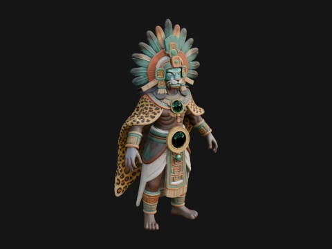 Aztec Feathered Noble Statue Design 16 - 3D Print Model 3D 프린트 모델