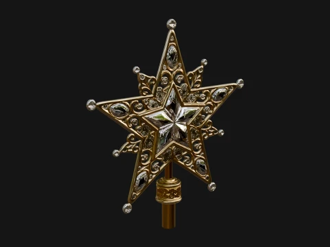 Jeweled Star Tree Topper Ornament Design 1 - 3D Print Model 3D 프린트 모델
