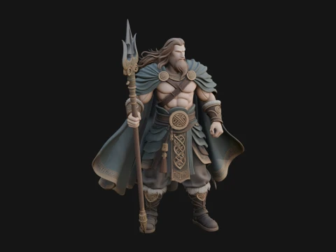 Odin with Spear Statue Design 13 - 3D Print Model 3D 프린트 모델